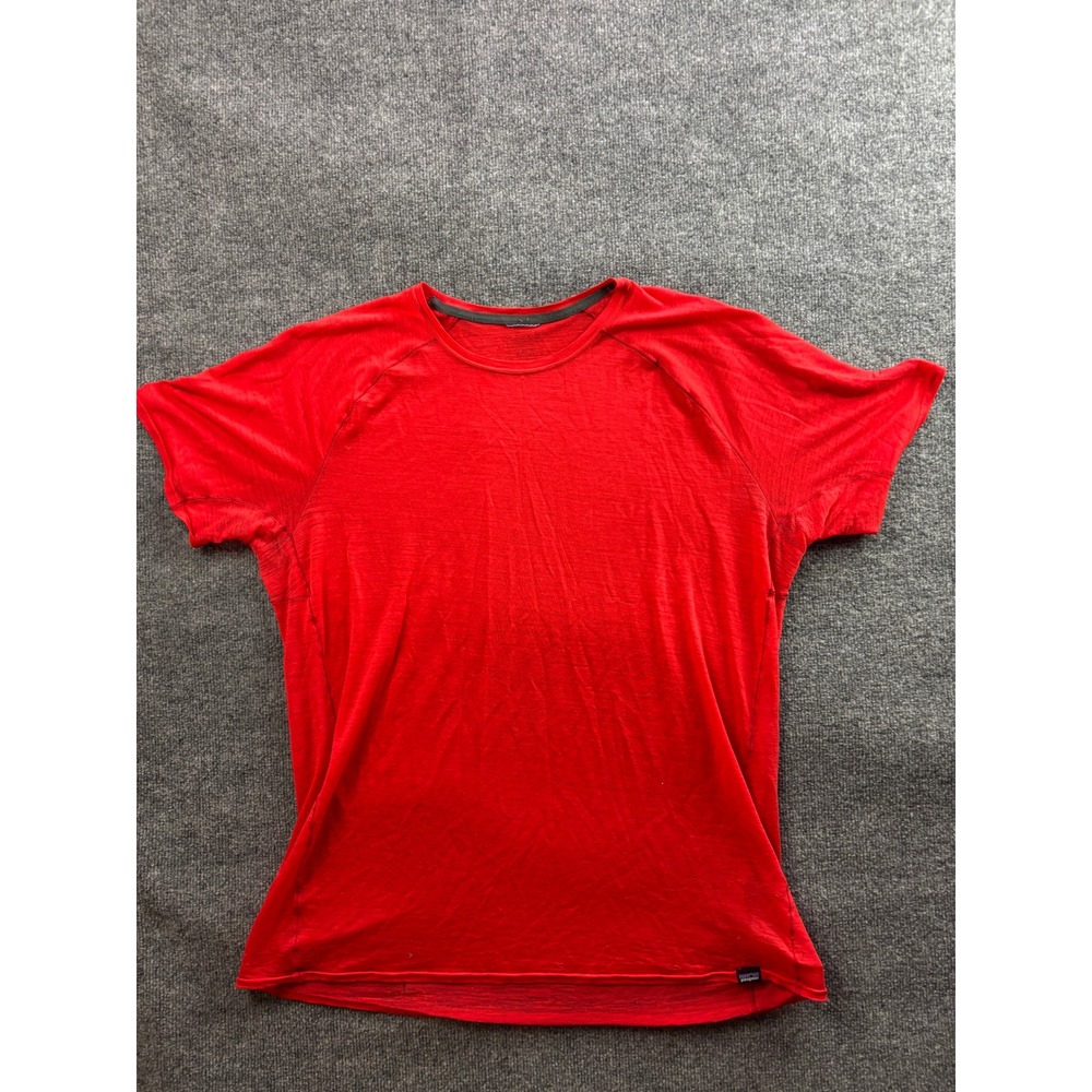 Patagonia Merino Baselayer Mens Large Red Short Sleeve Hiking Technical Tee